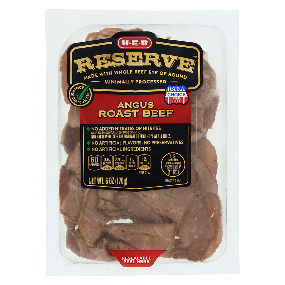 Calories in H-E-B Select Ingredients Reserve Roast Beef, 6 oz