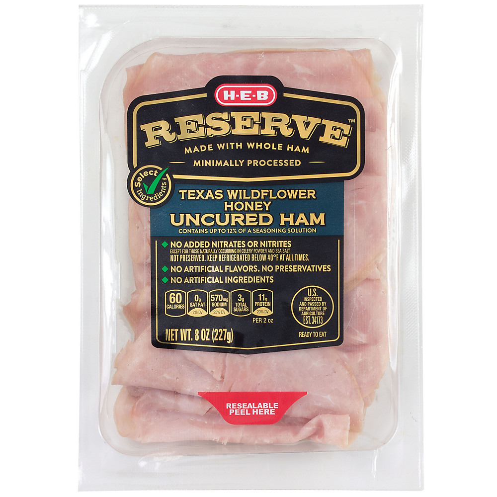 Calories in H-E-B Select Ingredients Reserve Texas Wildflower Honey Uncured Ham, 8 oz