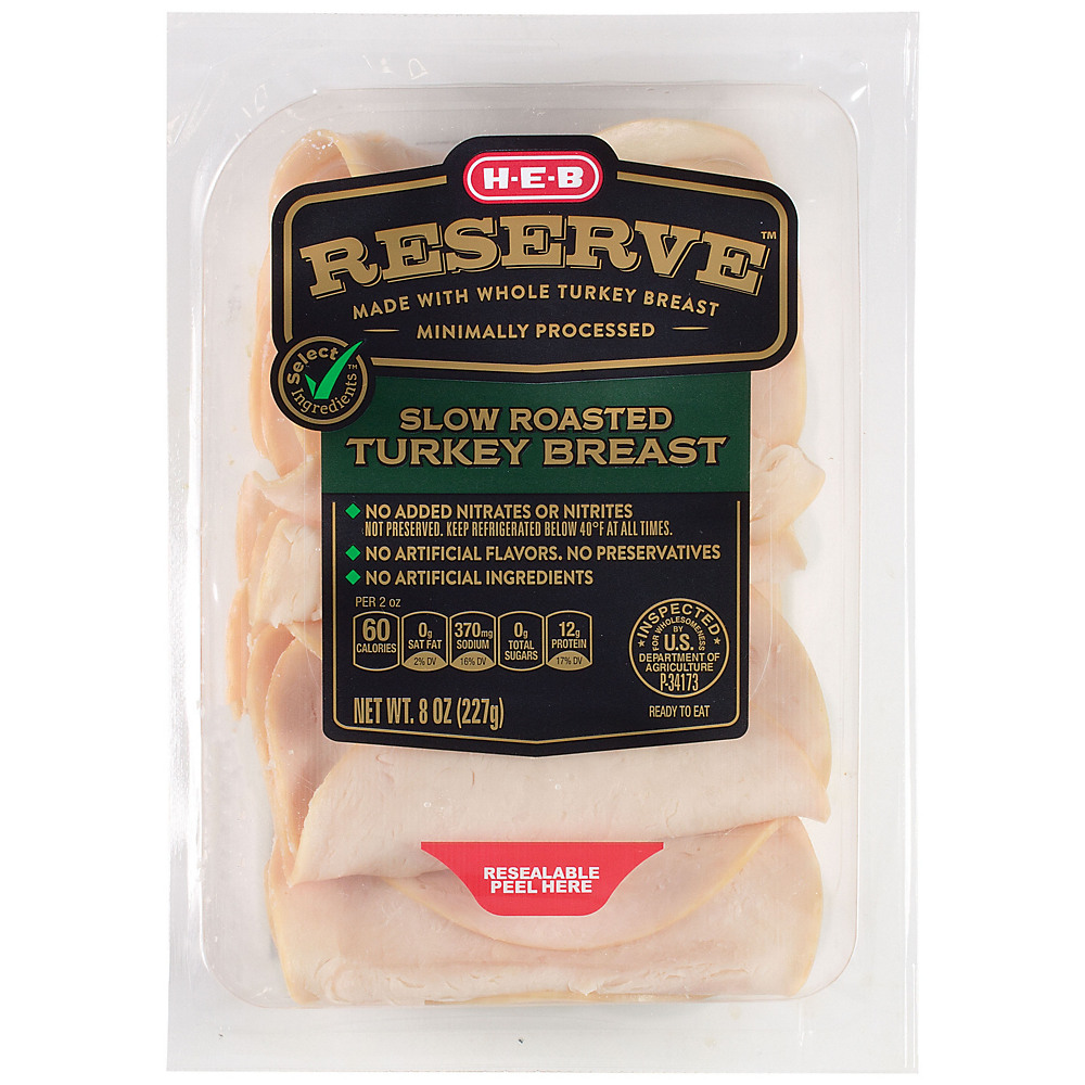 Calories in H-E-B Select Ingredients Reserve Slow Roasted Turkey Breast, 8 oz