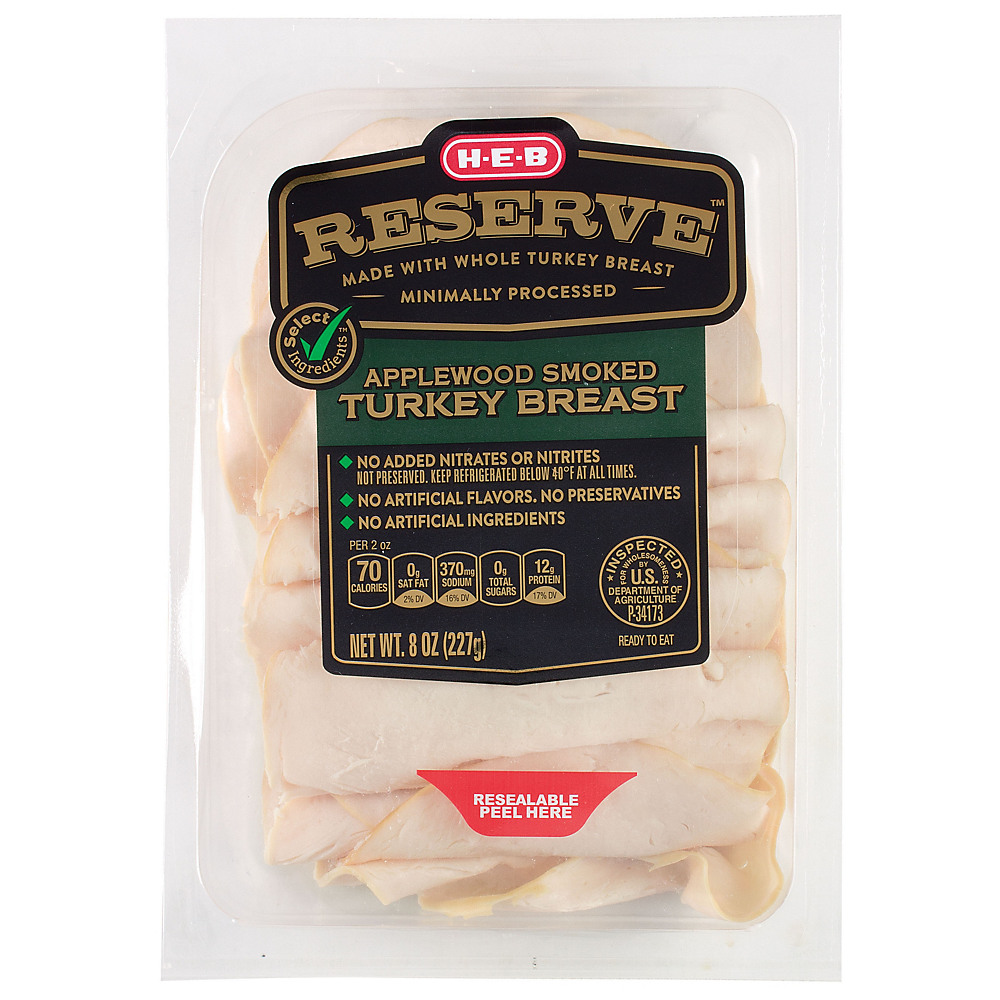 Calories in H-E-B Select Ingredients Reserve Applewood Smoked Turkey Breast, 8 oz