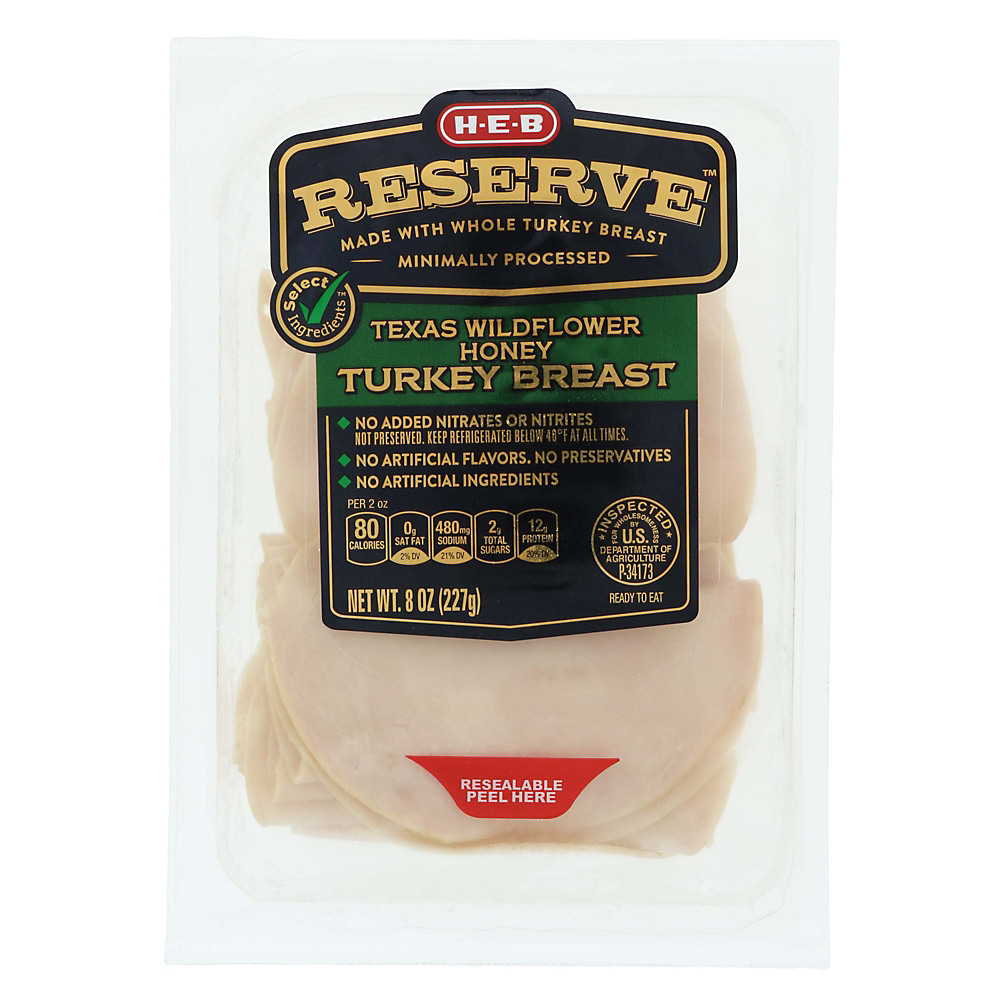 Calories in H-E-B Select Ingredients Reserve Texas Wildflower Honey Turkey Breast, 8 oz