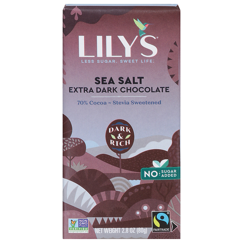 Calories in Lily's Sea Salt Extra Dark 70% Cocoa Chocolate Bar, 2.8 oz