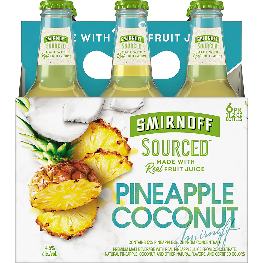 Calories in Smirnoff Sourced Pineapple Coconut 11.2 oz Bottles, 6 pk