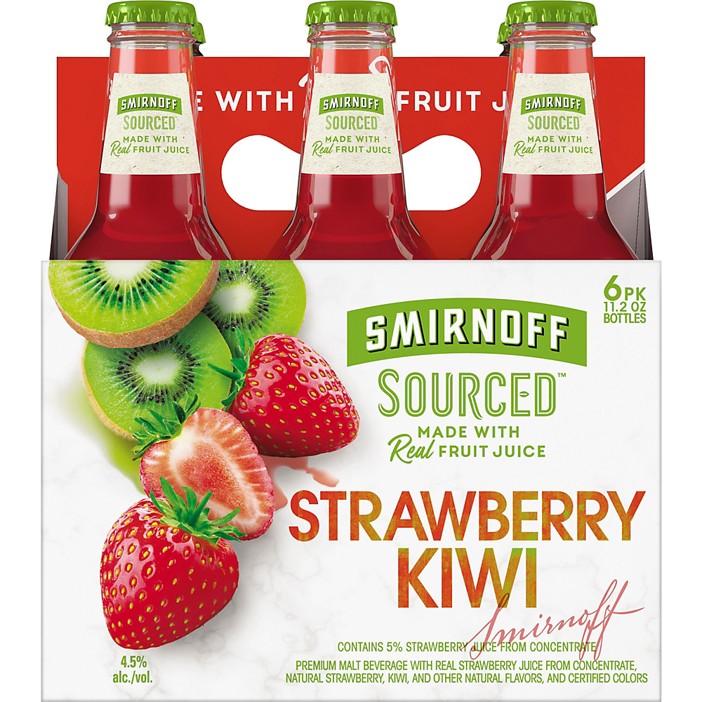 Calories in Smirnoff Sourced Strawberry Kiwi 11.2 oz Bottles, 6 pk