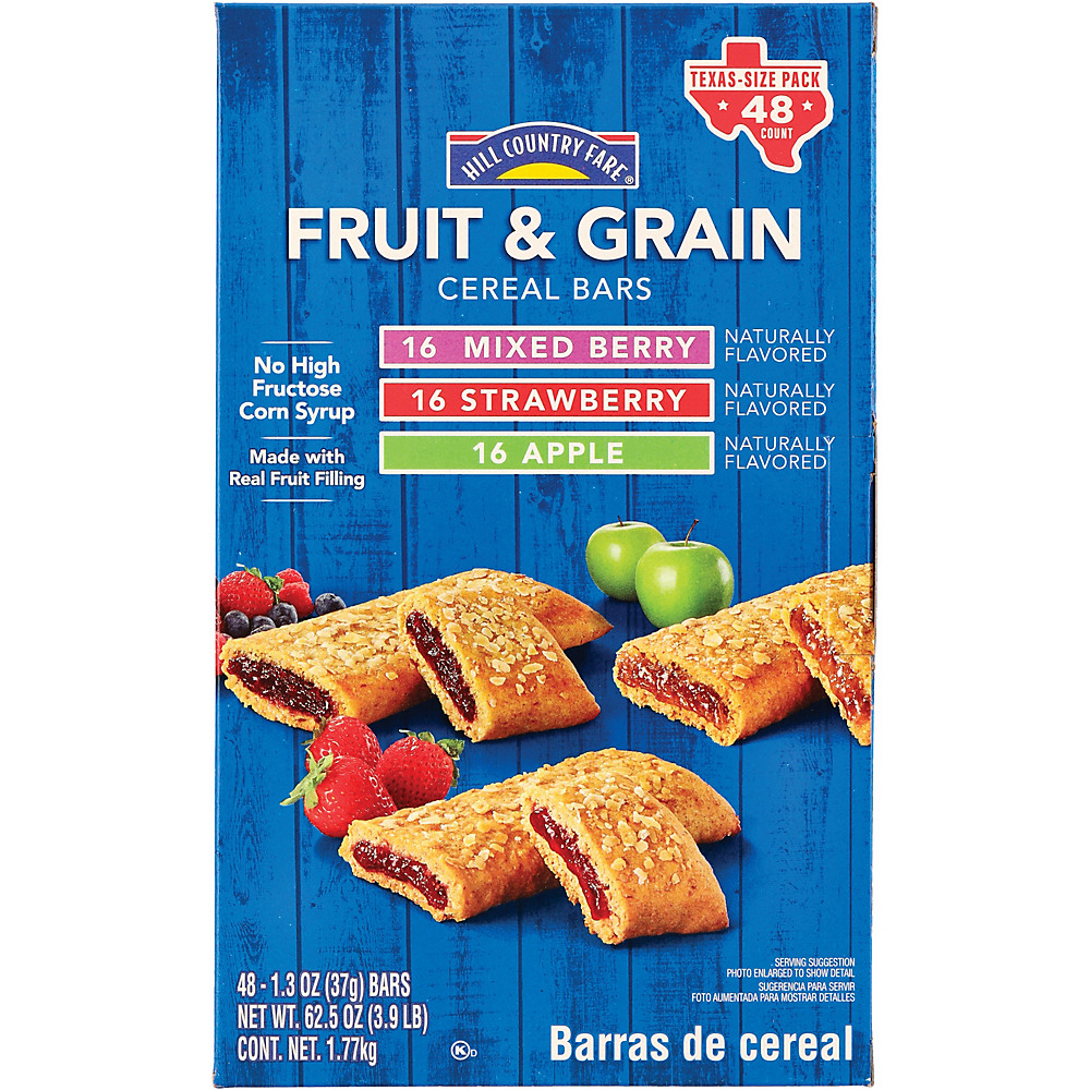 Calories in Hill Country Fare Fruit & Grain Cereal Bars Value Pack, 48 ct