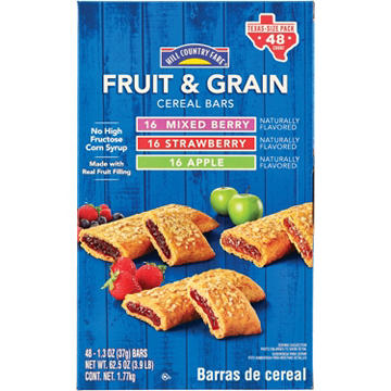 Hill Country Fare Fruit & Grain Cereal Bars Variety Pack - Texas-Size Pack, 48 ct