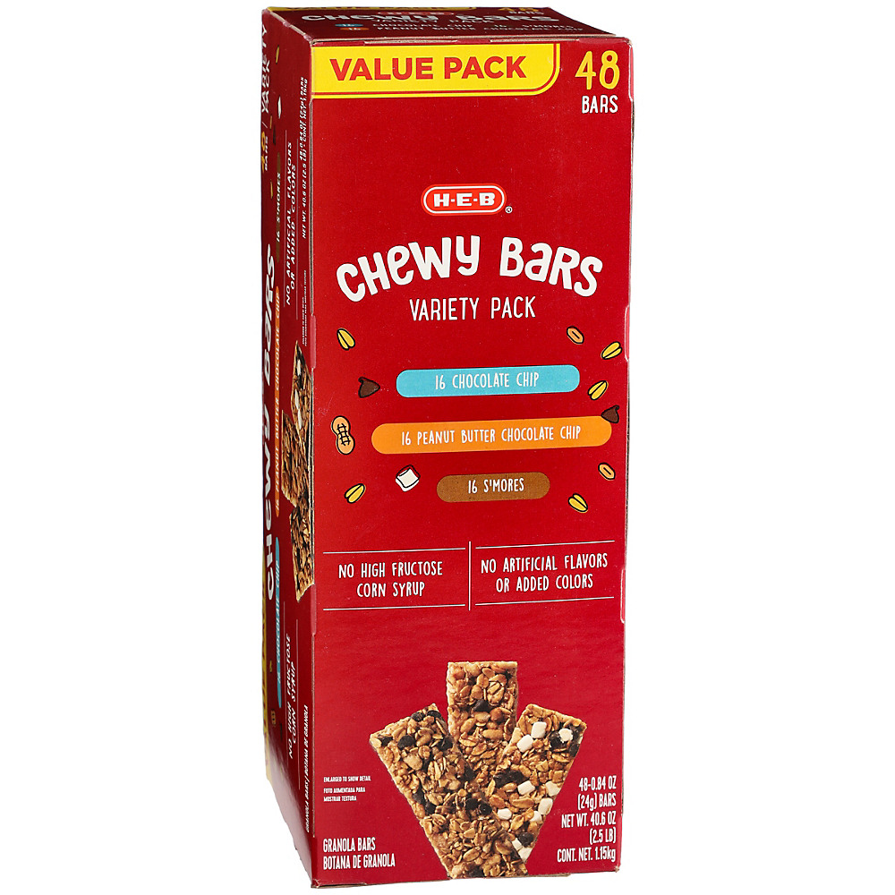 Calories in H-E-B Chewy Bars Variety Value Pack, 48 ct