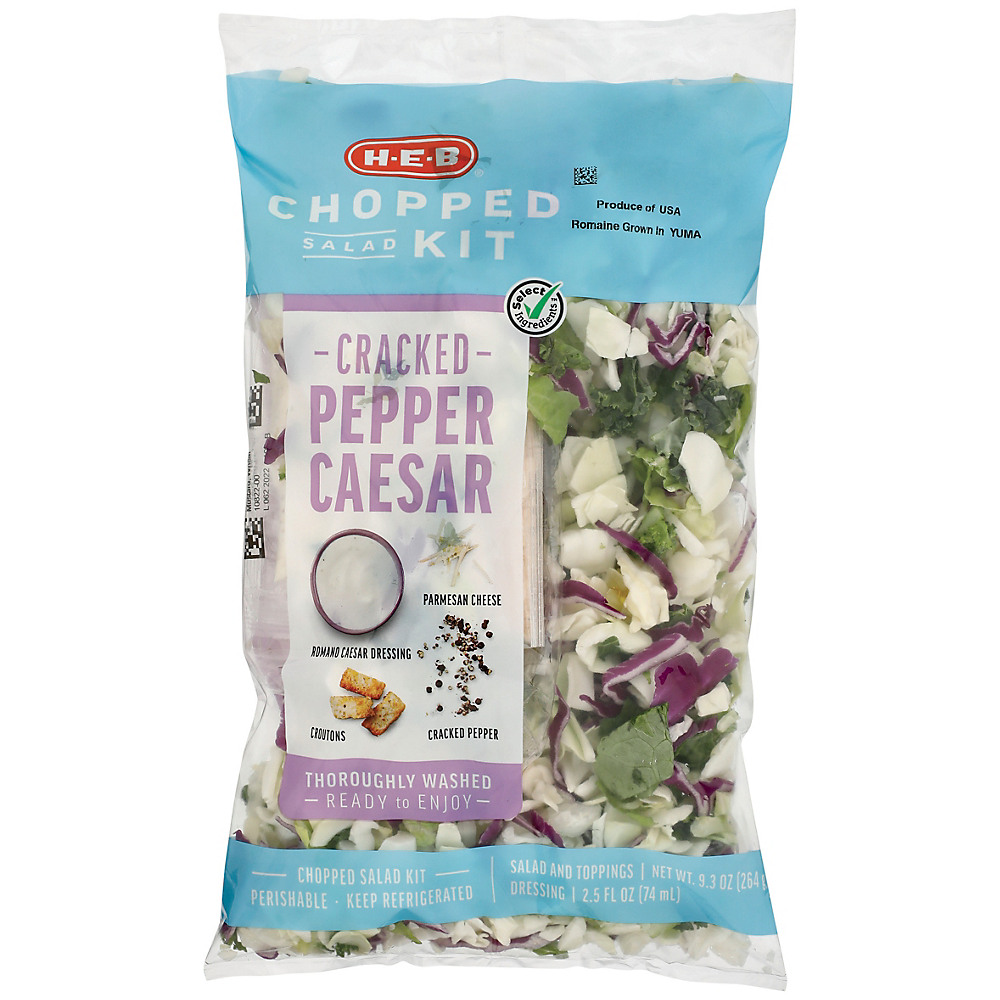 Calories in H-E-B Select Ingredients Cracked Pepper Caesar Chopped Salad Kit, 11.3 oz