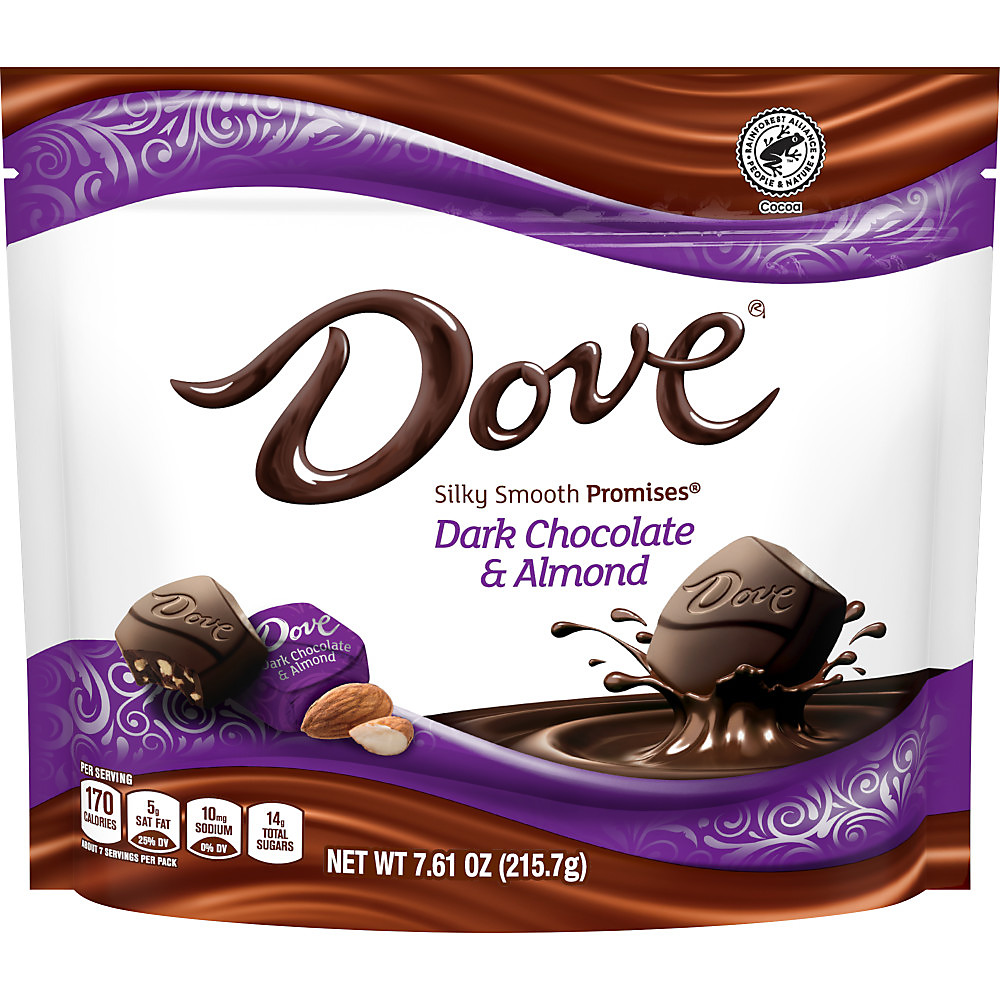 Calories in Dove Promises Almond & Dark Chocolate Candy Bag, 7.61 oz