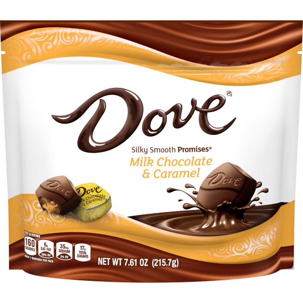Calories in Dove Promises Milk Chocolate Caramel Candy Bag, 7.61 oz