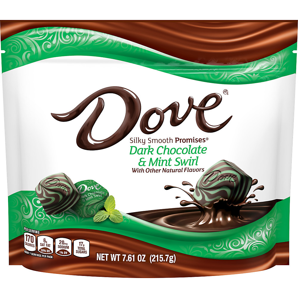 Calories in Dove Promises Dark Chocolate & Mint Swirl Candy, 7.61 oz