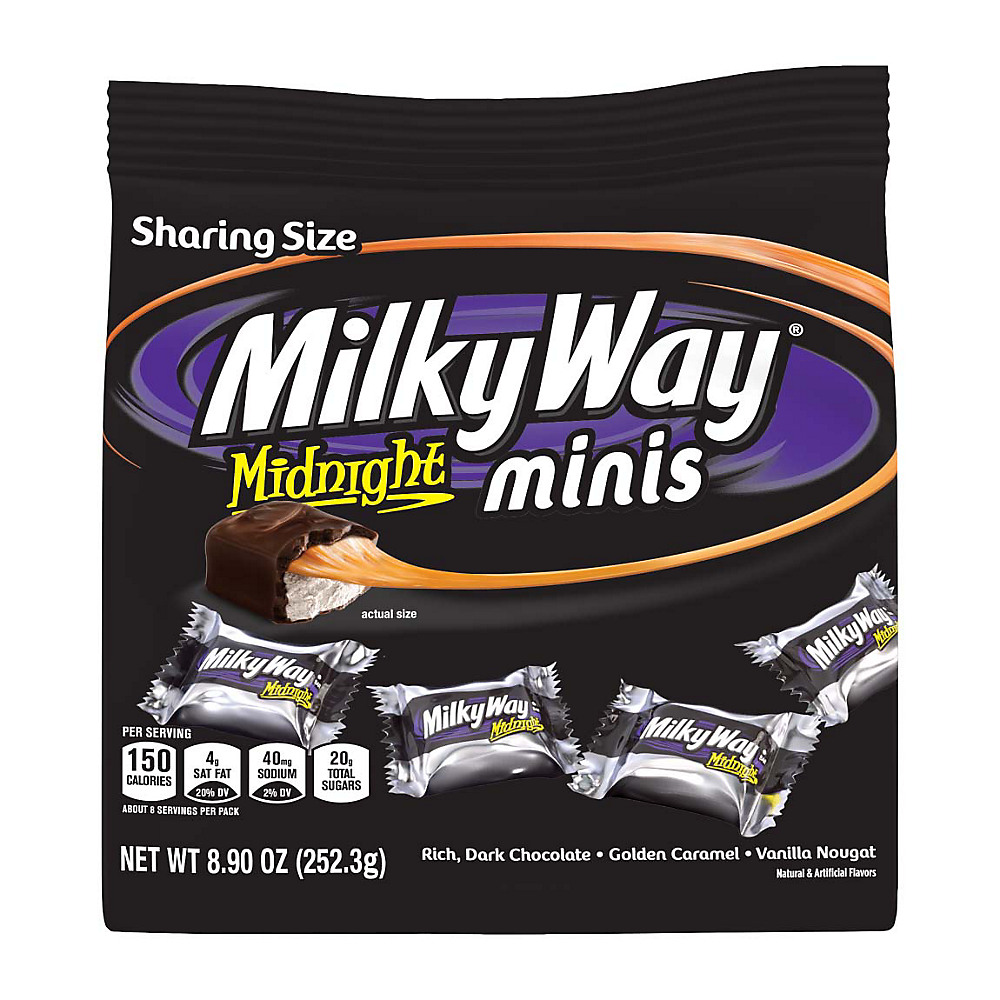 Calories in Milky Way Midnight Dark Chocolate Minis Size Candy Bars, 8.9 oz
