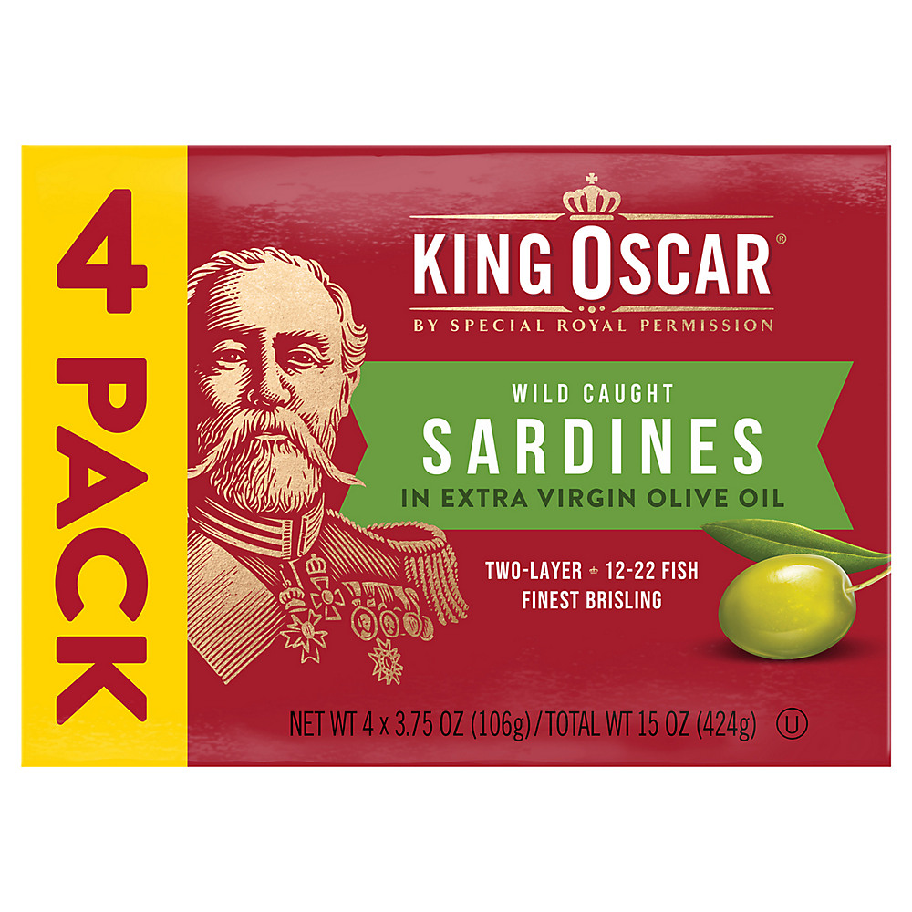 Calories in King Oscar Wild Caught Sardines in Extra Virgin Olive Oil, 4 ct