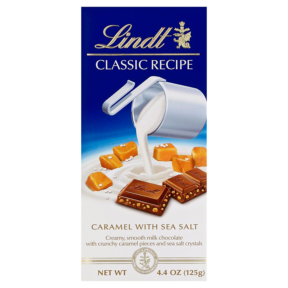 Calories in Lindt Classic Recipe Caramel with Sea Salt Chocolate Bar, 4.4 oz