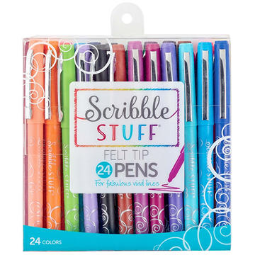 Scribble Stuff Felt Tip Pens - Assorted Ink, 24 pk