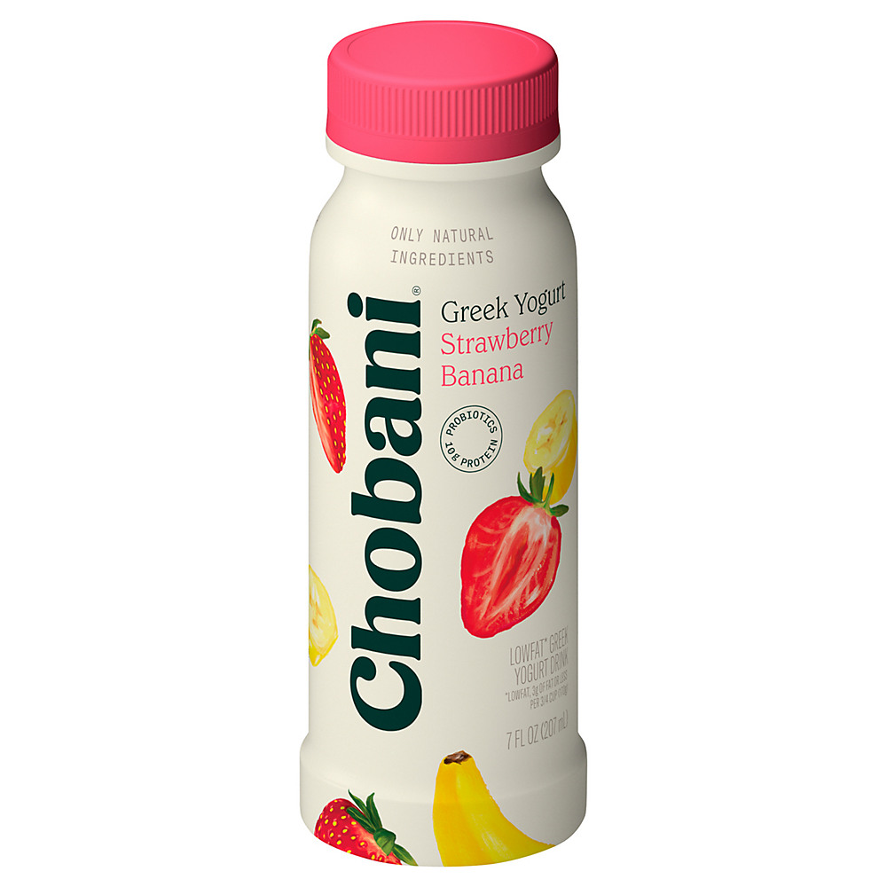 Calories in Chobani Low-Fat Strawberry Banana Greek Yogurt Drink, 7 oz