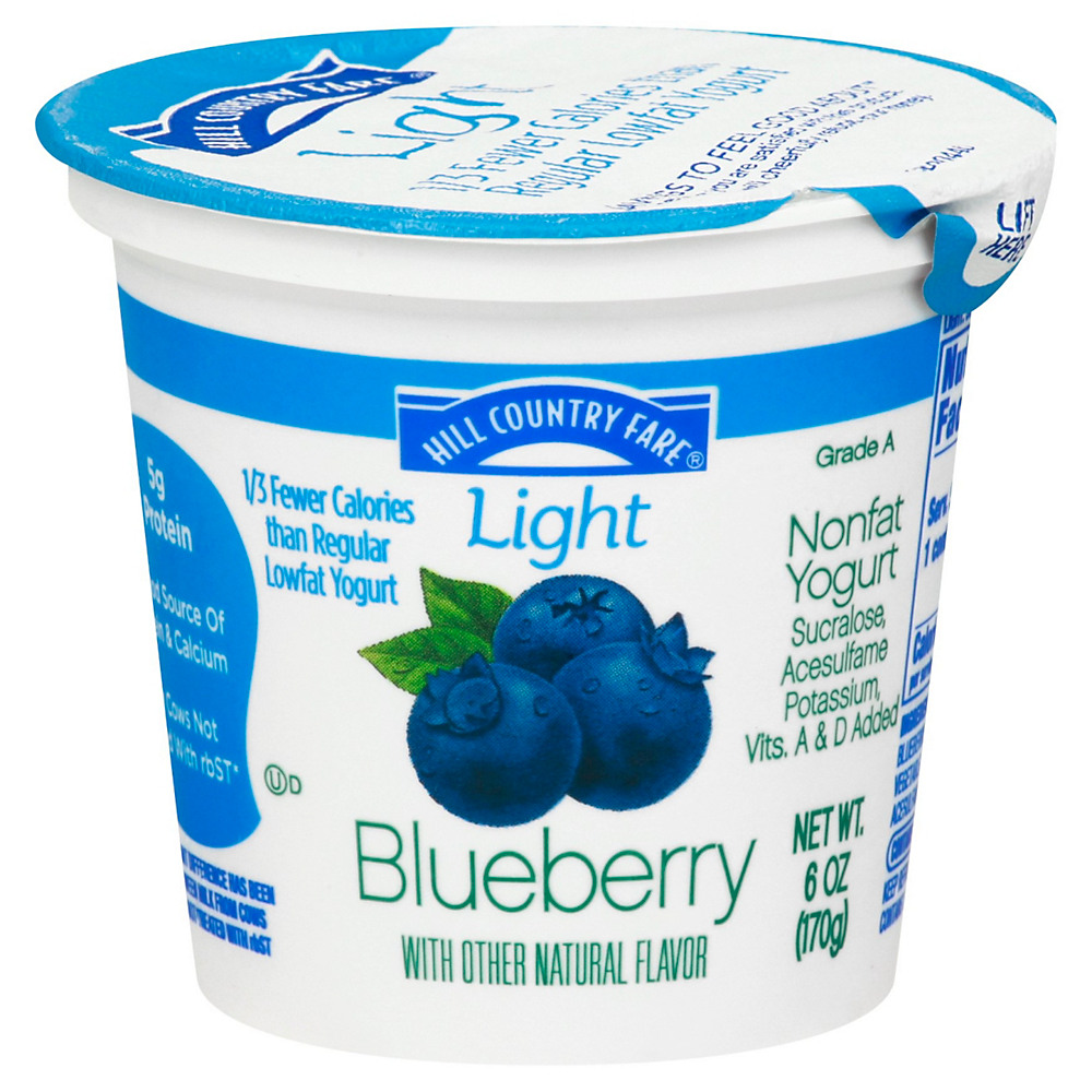Calories in Hill Country Fare Light Non-Fat Blueberry Yogurt, 6 oz