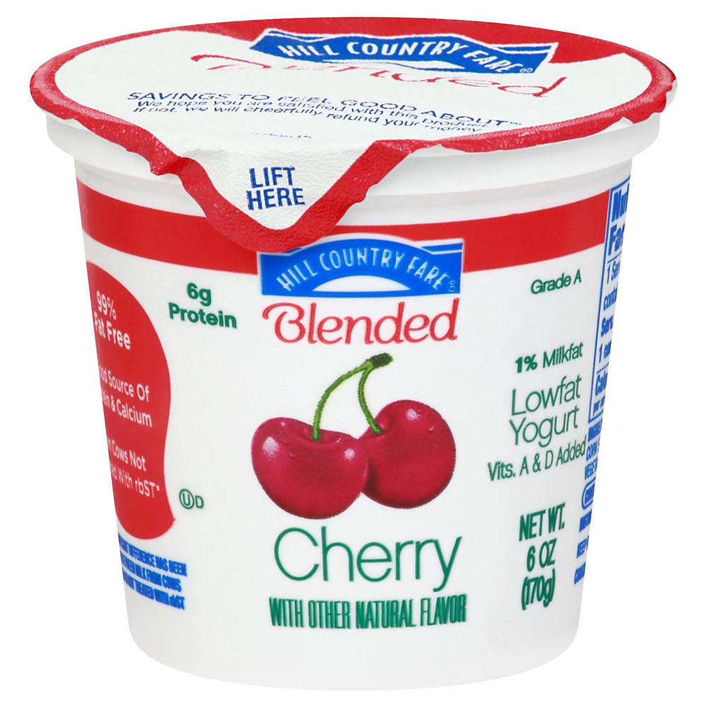 Calories in Hill Country Fare Blended Low-Fat Cherry Yogurt, 6 oz