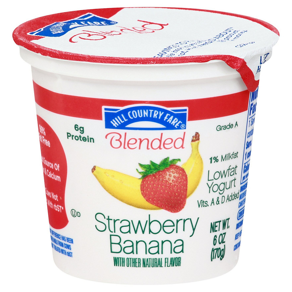 Calories in Hill Country Fare Blended Low-Fat Strawberry Banana Yogurt, 6 oz