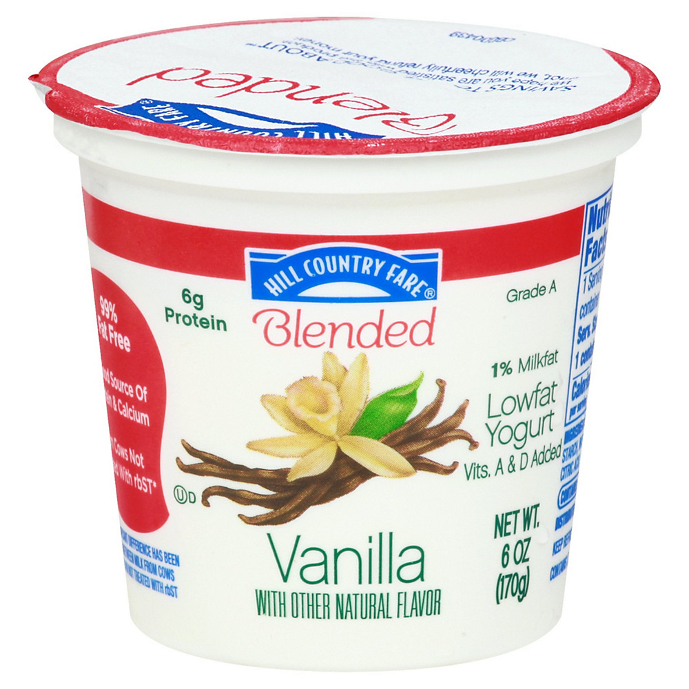 Calories in Hill Country Fare Blended Low-Fat Vanilla Yogurt, 6 oz