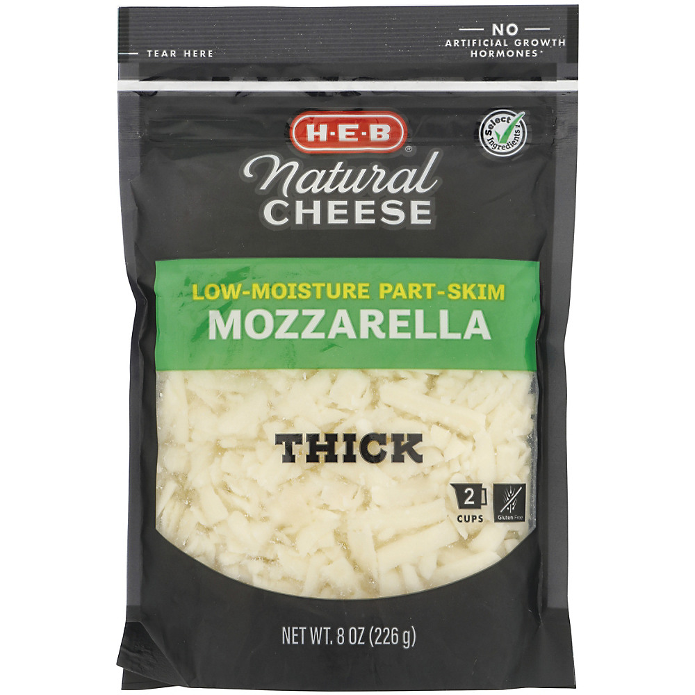 Calories in H-E-B Select Ingredients Mozzarella Cheese, Thick Shredded, 8 oz