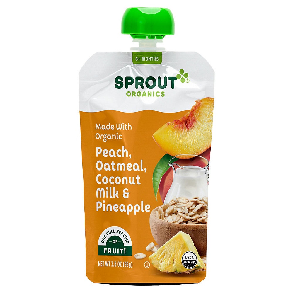 Calories in Sprout Stage 2 Peach Oatmeal with Coconut Milk and Pineapple, 3.5 oz