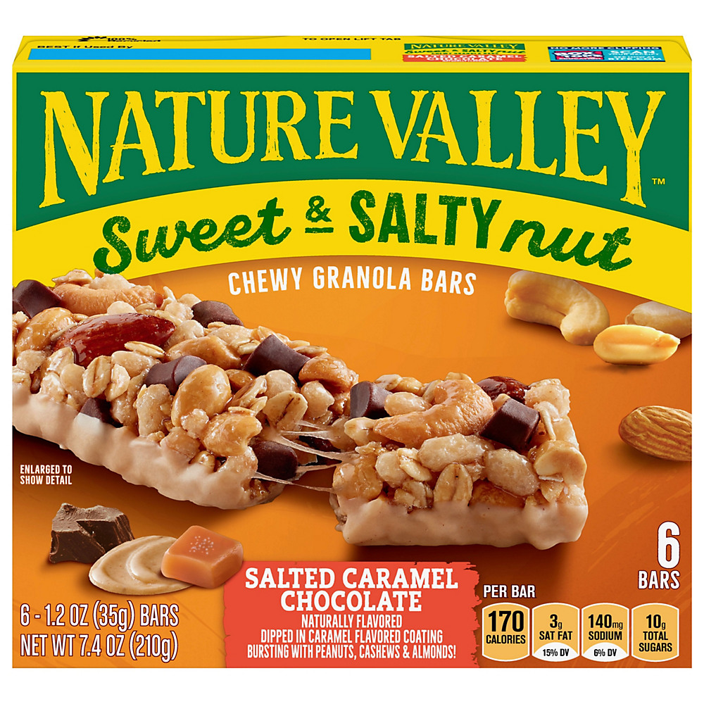 Calories in Nature Valley Sweet & Salty Salted Caramel Chocolate Granola Bars, 6 ct