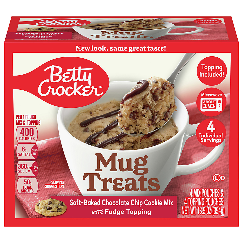 Calories in Betty Crocker Chocolate Chip Cookie Fudge Mug Treats, 4 ct