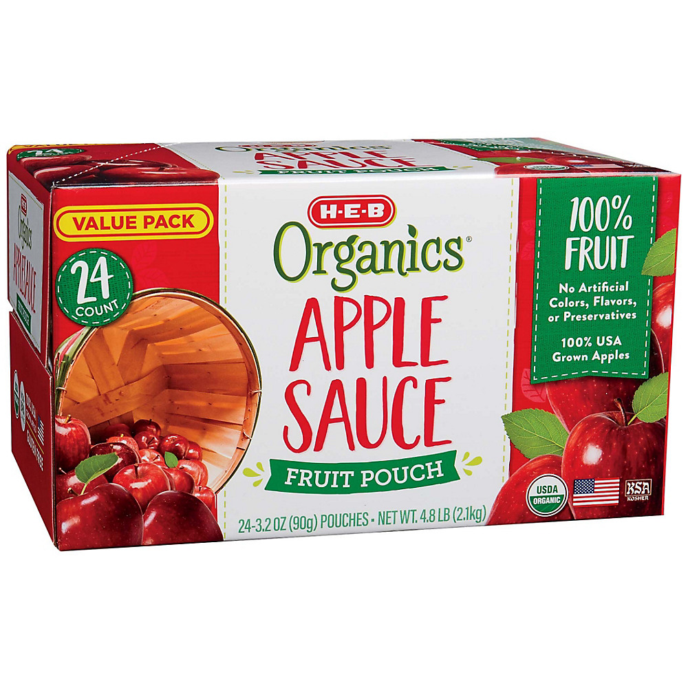 Calories in H-E-B Organics Apple Sauce Fruit Pouches Value Pack, 24 ct