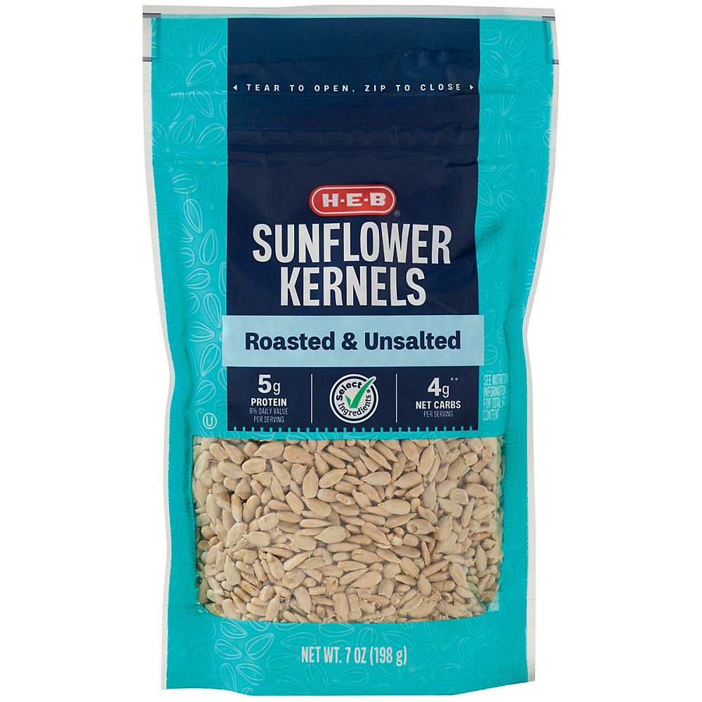 Calories in H-E-B Select Ingredients Unsalted Sunflower Kernels, 7 oz