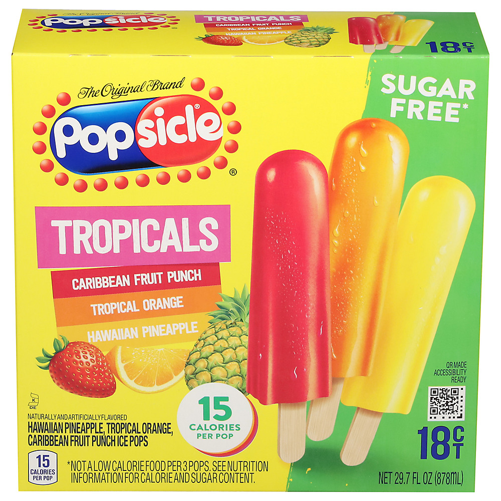 Calories in Popsicle Tropicals Ice Pops, 29.7 oz