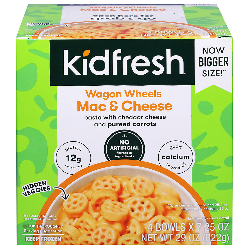 Calories in Kidfresh Wagon Wheels Mac 'n Cheese Value Pack, 4 ct