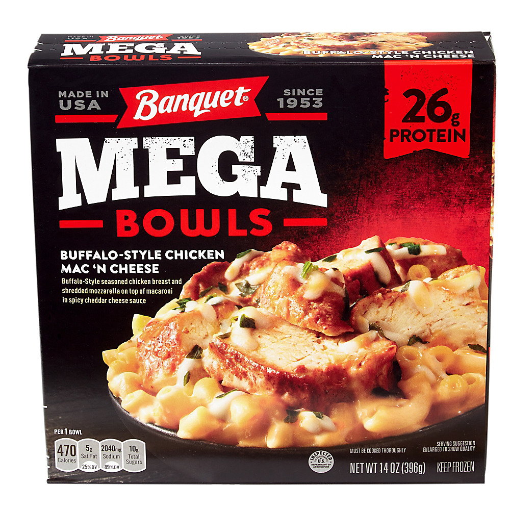 Calories in Banquet Mega Bowls Buffalo Style Chicken Mac 'N Cheese, 14 oz