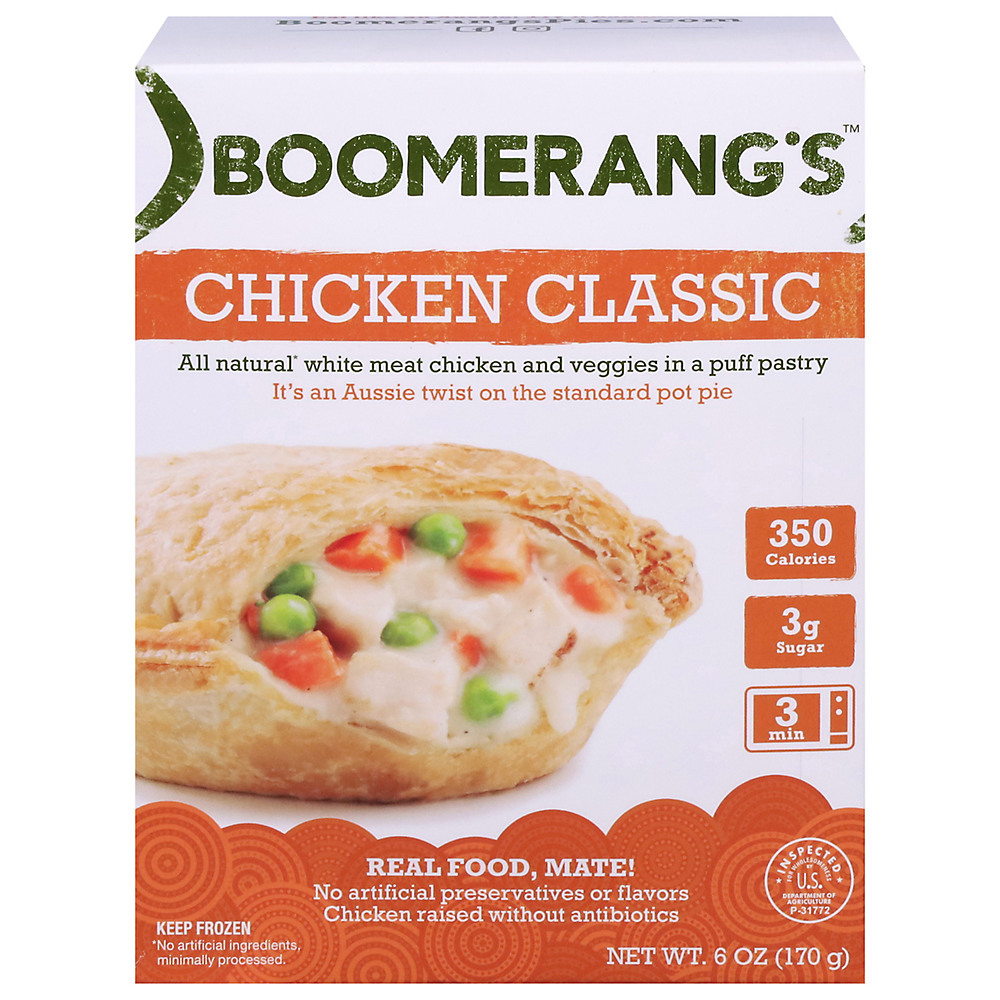 Calories in Boomerang's Chicken Classic Pie, 6 oz