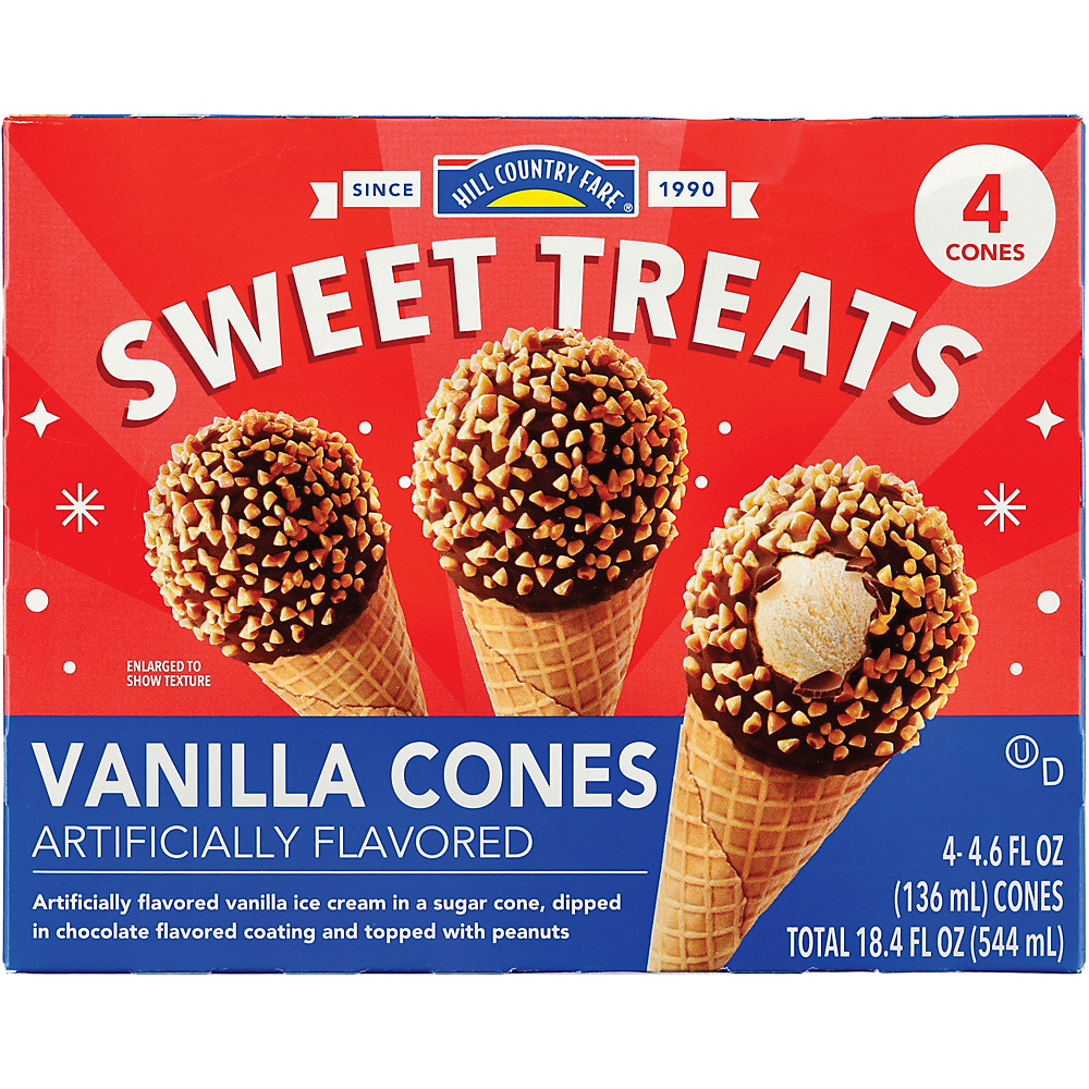 Calories in Hill Country Fare Sweet Treats Vanilla Crunchy Cones, 4 ct
