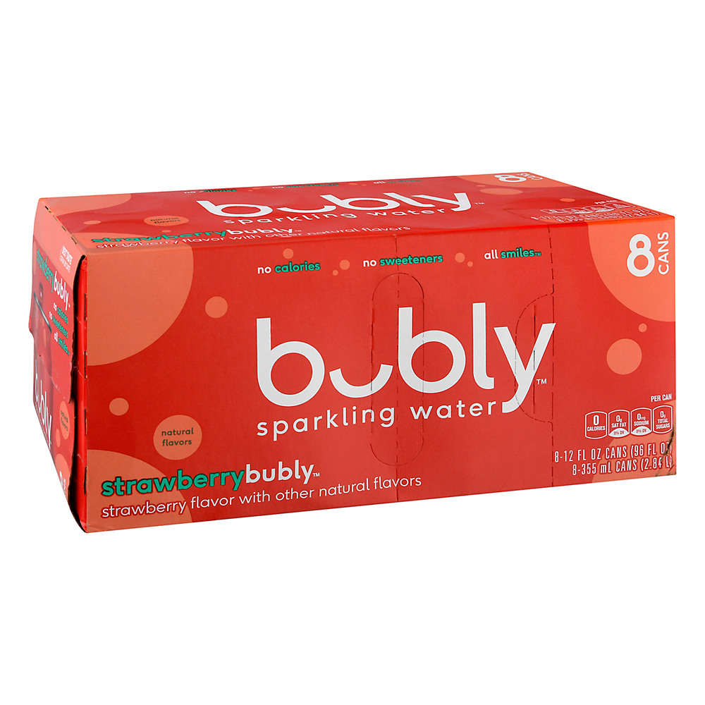 Calories in Bubly Strawberry Sparkling Water 12 oz Cans, 8 pk