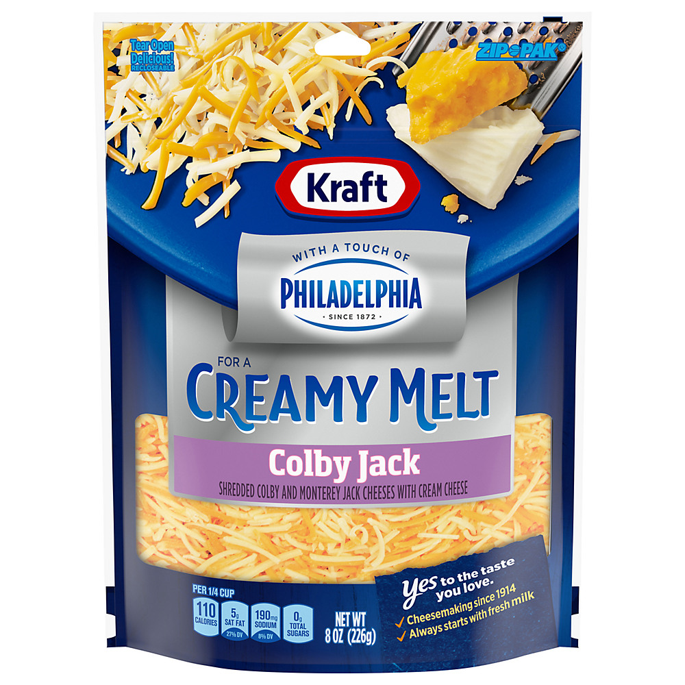 Calories in Kraft Touch Of Philly Colby Jack Cheese, Shredded, 8 oz
