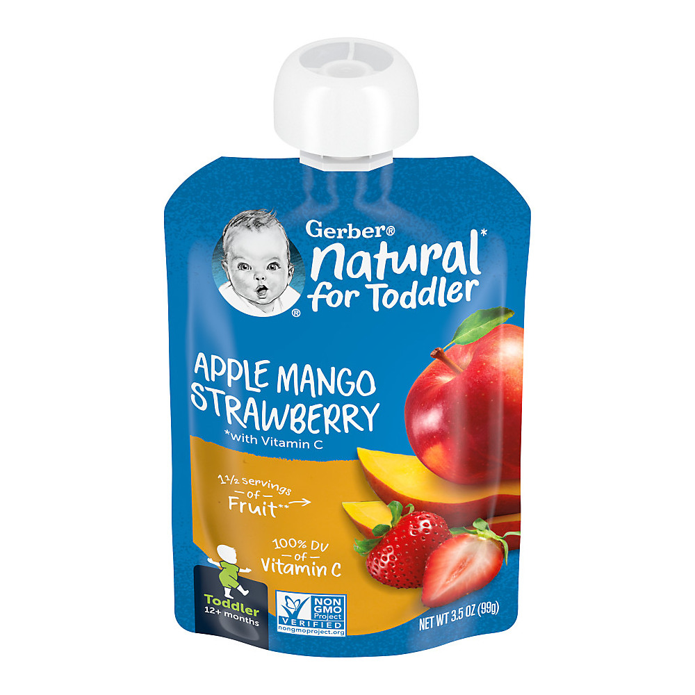 Calories in Gerber 2nd Foods Pouches Apple Mango Strawberry Toddler, 3.5 oz