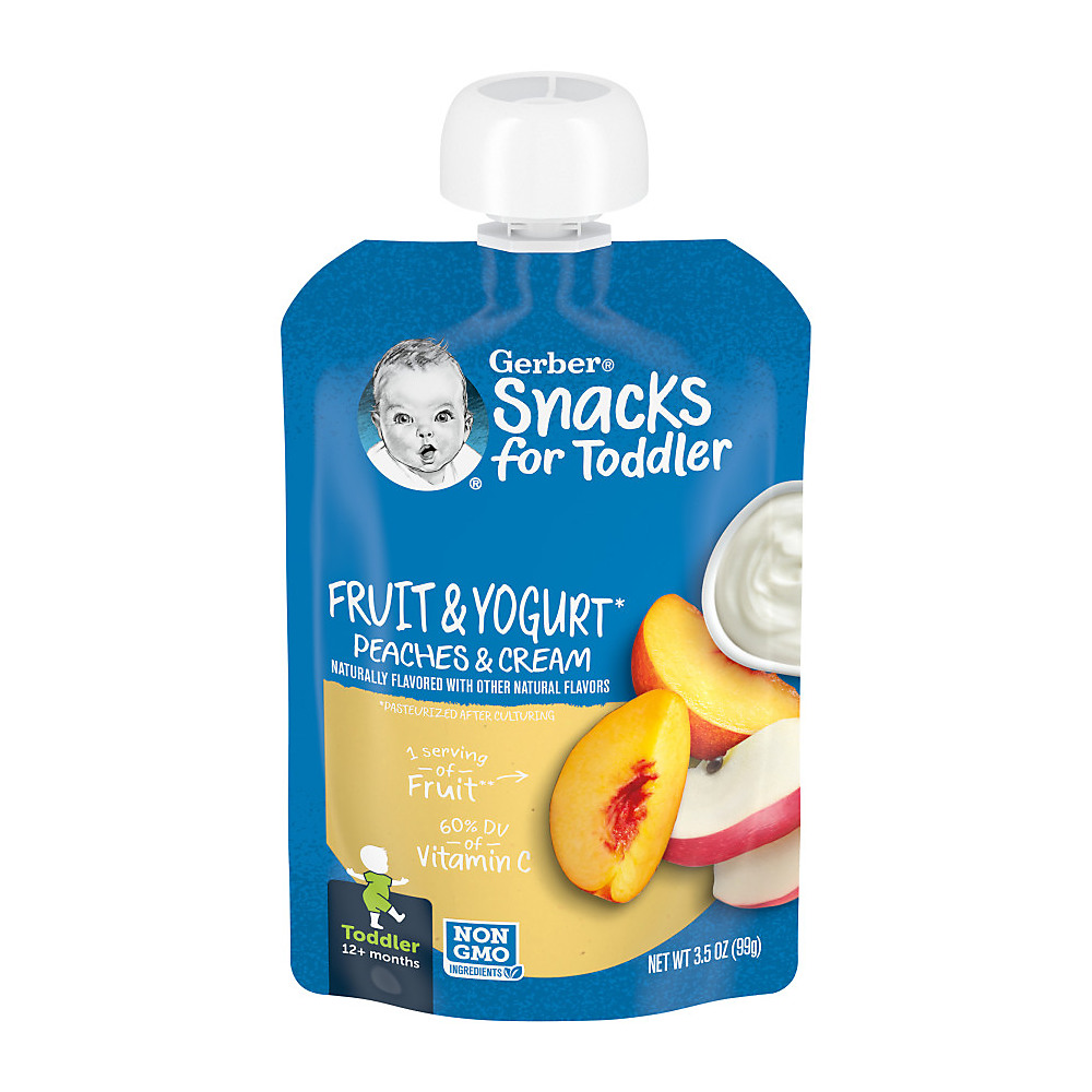 Calories in Gerber Toddler Pouches Fruit & Yogurt Peaches & Cream, 3.5 oz