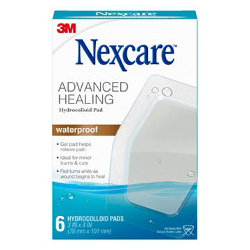 Nexcare Advanced Healing Waterproof Hydrocolloid Pads, 6 ct