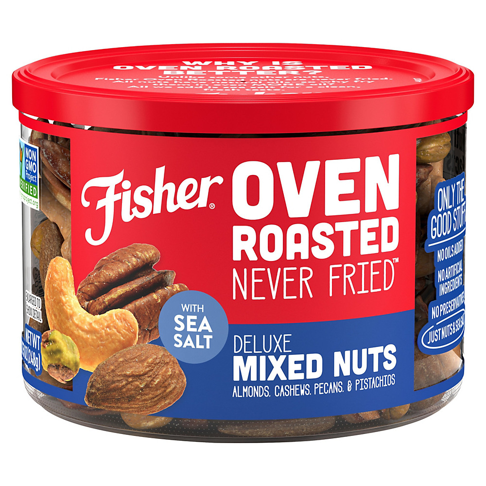 Calories in Fisher Oven Roasted Deluxe Mixed Nuts, 8.75 oz