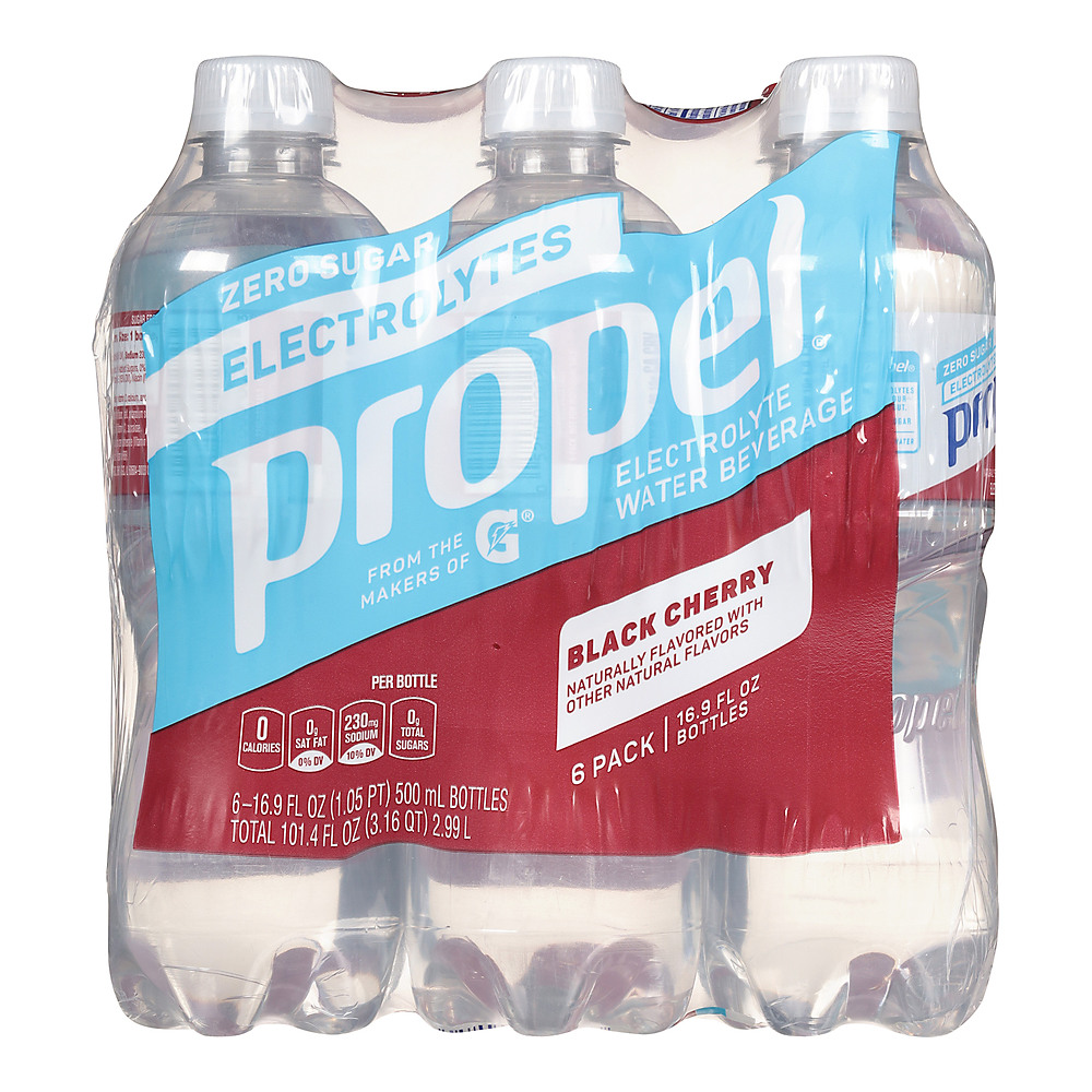 Calories in Propel Zero Calorie Black Cherry Water Beverage 16.9 oz Bottles, 6 pk