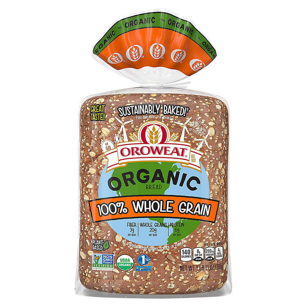 Calories in Oroweat Organic 100% Whole Grain Bread, 27 oz