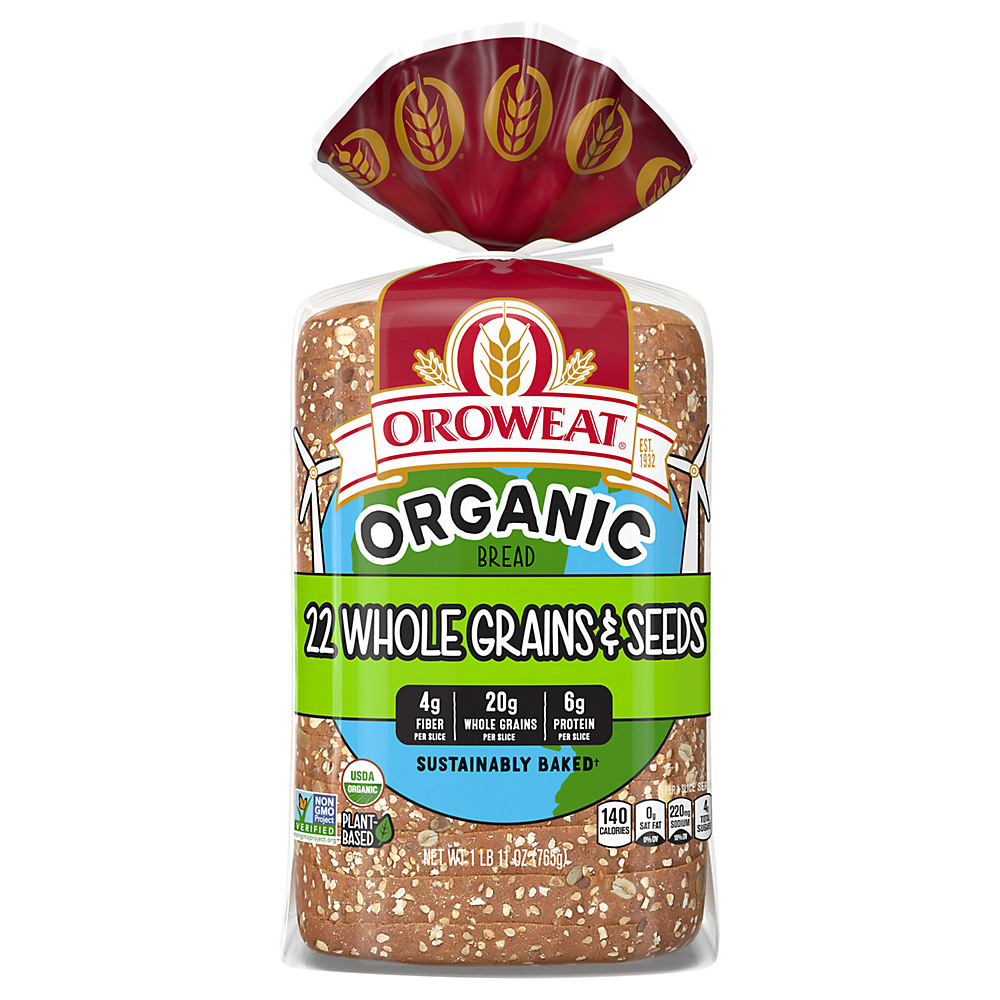 Calories in Oroweat Organic 22 Grains & Seeds Bread, 27 oz