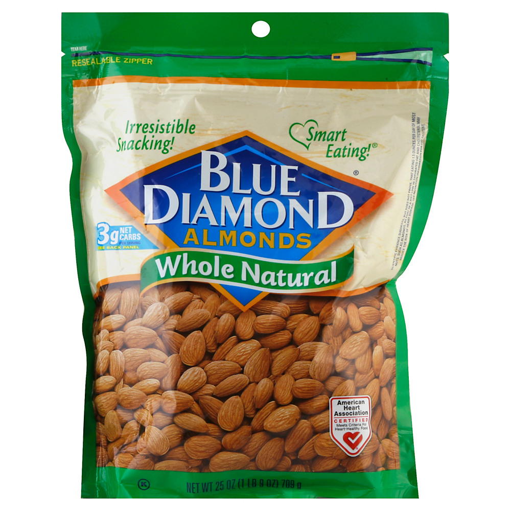 Calories in Blue Diamond Whole Natural Almonds, 25 oz