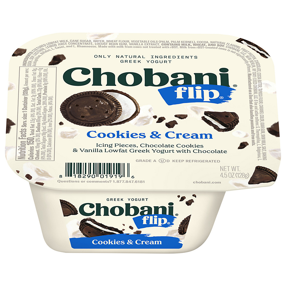 Calories in Chobani Flip Low-Fat Cookies & Cream Greek Yogurt, 5.3 oz