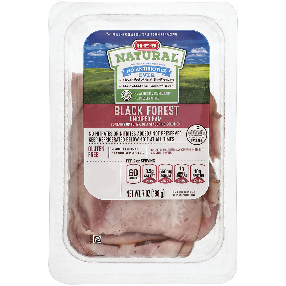 Calories in H-E-B Natural Black Forest Uncured Ham, 7 oz