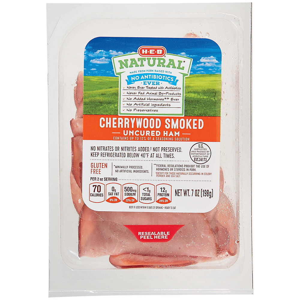Calories in H-E-B Natural Cherrywood Smoked Ham, 7 oz