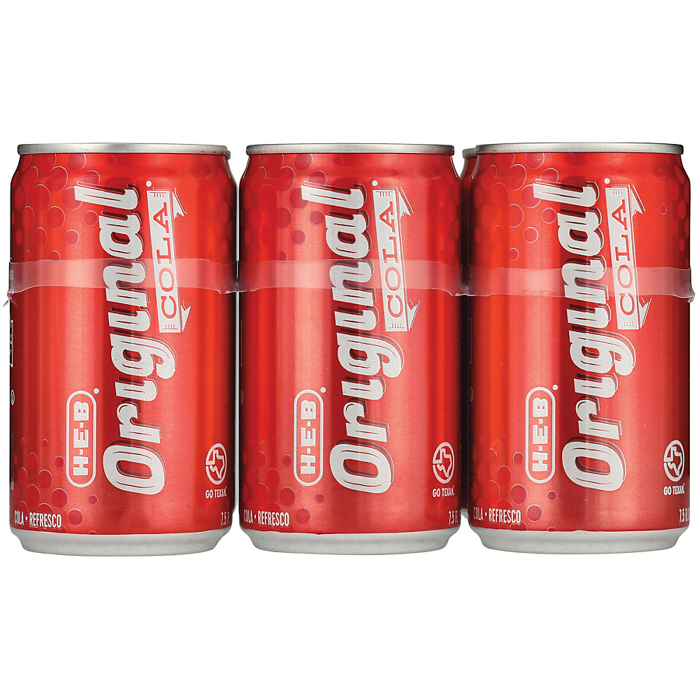 Calories in H-E-B Original Cola 7.5 oz Cans, 6 pk