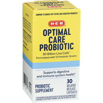 H-E-B Optimal Care Probiotic Capsules – 30 Billion CFUs, 30-ct